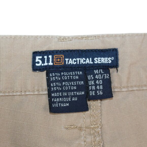 5.11 Tactical Series Cargo Pants Sz 38 X 32 Tan Brown Ripstop Elastic Waistband - Picture 6 of 16